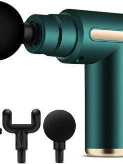 Portable Massage Gun, 4 in 1, Silent, 6 Speed Levels, for Back, Shoulder, Body Relaxation (Green)