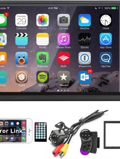 UNITOPSCI Car Stereo Double Din Bluetooth Car Radio 7 Inch Car MP5 Player 2 Din HD Touch Screen FM Radio Audio Receiver AUX in USB TF Card Input Multimedia Player Mirror Link with Backup Camera