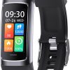 Smart Bracelet Health and Fitness Tracker, Health Monitoring, Blood Oxygen, Heart Rate Monitor & Sleep Monitor, Smartwatch for Android iPhone p6 (Black)