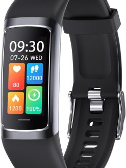 Smart Bracelet Health and Fitness Tracker, Health Monitoring, Blood Oxygen, Heart Rate Monitor & Sleep Monitor, Smartwatch for Android iPhone p6 (Black)