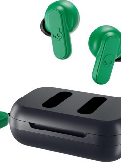 Skullcandy Dime 2 True Wireless Earbuds With Tile Finding Technology, 12 Hours Total Battery, IPX4 Sweat and Water Resistant, Secure Noise Isolating Fit, Dark Blue/Green