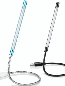TERRIFI USB LED Light USB Light for Laptop Keyboard Light Gooseneck Light Computer Light Flexible Stick Dimmable LED Lamp Touch Switch for Reading Book 2 PCS (Black, Blue)