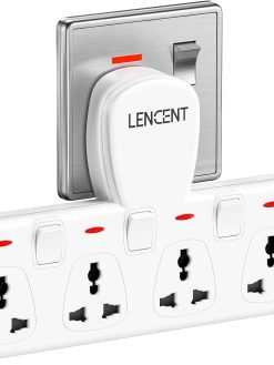 LENCENT Multi Plug Extension Socket, 4 Way Electrical Outlet Extender, Wall Charger, Universal Plug Adapter, Charging Station for Home, Office, Kitchen, Individually Switched