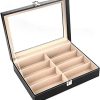 Eyewear Glasses Box Sunglasses Storage Box And Organizer For 8 Glasses Pu Leather,Black