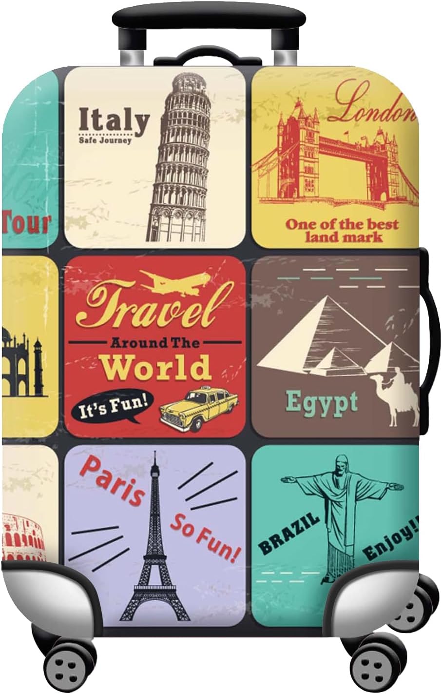 T Tersely Travel Luggage Cover Spandex Suitcase Protector Washable Baggage Covers (for 22-30 inch luggage) Premium Elasticated Luggage Protector -Go Travel (H27, S (18-20 inches))