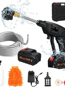 Eacam Cordless Pressure Washer, Portable Power Washer Battery Powered 300W with 6-In-1 Spray Nozzle Soap Dipenser Battery Operated with Toolbox for Car/Fence/Floor Cleaning & Watering