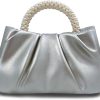 Beatfull Evening Purse Women Small Pearl Handbags Soft Leather Ruched Bag Wedding Bridal Clutch Party Prom Crossbody Purses