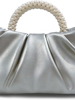 Beatfull Evening Purse Women Small Pearl Handbags Soft Leather Ruched Bag Wedding Bridal Clutch Party Prom Crossbody Purses