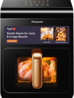 Panasonic Air Fryer NF-CC600, 1450W, 6 liters, Gentle steam, Viewing window, Top & Bottom heating, LED touch panel with 11 preset menu - Black & Blue