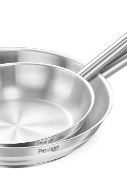 Prestige Stainless Steel 2 Piece Fry Pan Set, Silver, 22x26 cm