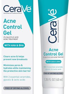 CeraVe Salicylic Acid Acne Treatment with Glycolic Acid and Lactic Acid | AHA/BHA Acne Gel for Face to Control and Clear Breakouts | Fragrance Free, Paraben Free, Oil Free & Non-Comedogenic|1.35 Ounce