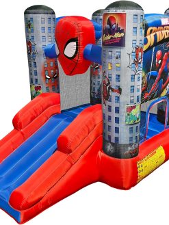 Funormous Marvel Spider-Man Outdoor Bounce House with Slide, Plus Heavy Duty Air Blower with GFCI for Kids Ages 3-8 Years