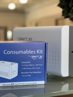 IDP IDP SMART-21 YMCKO Consumables Kit with Color Printer Ribbon, 100 Primus PVC Cards, and Cleaning Roller
