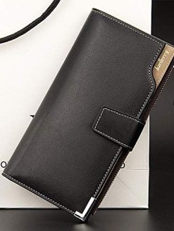 Tangyongjiao Handbags & Wallets Baellerry Men Long Wallet Young Fashion Hand Bag Wallet(Black) (Color : Black)