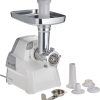 KENWOOD Meat Grinder 2100W Meat Mincer with Kibbeh Maker, Sausage Maker, Biscuit Attachment, Feed Tube Pusher, 3 Stainless Steel Screens for Fine, Medium & Coarse Results MGP40.000WH White
