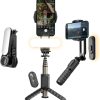 TERRIFI Gimbal Stabilizer For Smartphones, 360° Rotation Tripod with Wireless Remote Fill Light, Portable Phone Holder Auto Balance 1-Axis Gimbal for Filming Bluetooth Selfie Stick Mobile Phone Holder