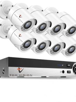 Tomvision CCTV 8 Channel Camera Kit with Night Vision and P2P (8 x 2.0MP/1080P AHD Metal Outdoor Camera + DVR)