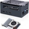 GeeekPi Raspberry Pi 5 Aluminum Case with Official Active Cooler, Support PCIe M.2 NVMe SSD Shield Top X1001 / X1000 / N04 / N05
