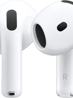 Apple AirPods 4 Wireless Earbuds, Bluetooth Headphones, Personalized Spatial Audio, Sweat and Water Resistant, USB-C Charging Case, H2 Chip, Up to 30 Hours of Battery Life, Effortless Setup for iPhone