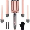 Beauenty Curling Wand Set, 5 in 1 Hair Curler with 5 Interchangeable Curling Wand Ceramic Barrel(9-32mm), with LED Temperature Adjustment and Heat Up, Hair Curler Include Heat Resistant Glove (B)