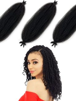 TERRIFI Marley Twist Braiding Hair,16 Inch Pre-Separated Springy Afro Twist Hair, Natural Synthetic Hair, Hair Extensions Wrapping Hair for Soft Suitable for Women 3 PCS