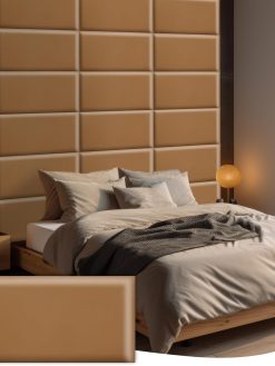 Hanaive Peel and Stick Headboard 23.6'' x 11.8'' Upholstered Wall Panels for Twin, Queen and King 3D Anti Collision Wall Panel Reusable and Removable Padded Wall Panel for Bedroom (Coffee,12 Pcs)