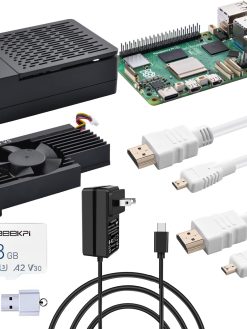 GeeekPi Starter Kit for Raspberry Pi 5 8GB, with Raspberry Pi 5 & Active Cooler, Case, 128GB Card, Card Reader, HDMI Cables and 27W USB C Power Supply