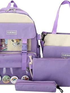 KEAIDO School Backpack, 4 Pieces, Purple, Large, unisex-child