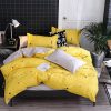 Golden Home King Size Bedsheet 6pcs One Set, High Cotton Quality Bedding Set Duvet Cover (King Size, Yellow&Black)