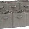 Amazon Basics Collapsible Fabric Storage Cubes Organizer with Handles, 26.67 x 26.67 x 27.94 centimeters, Pack of 6, Gray