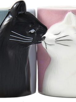 BigNoseDeer Kiss Cat Coffee Couple Mug set, Unique Funny Tea Ceramic Cup Set for Bride and Groom, Matching Gift For Birthday, Anniversary, Wedding, Engagement Valentines Day Girlfriend Wife (Cat mug)