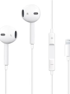 iPhone Headphones, [MFI Certified] Earphones Wired Stereo Sound Earbuds with Microphone and Volume Control, Compatible with iPhone 14/13/12/SE/11/XR/XS/X/7/7 Plus/8/8P, Supports All iOS Systems,White