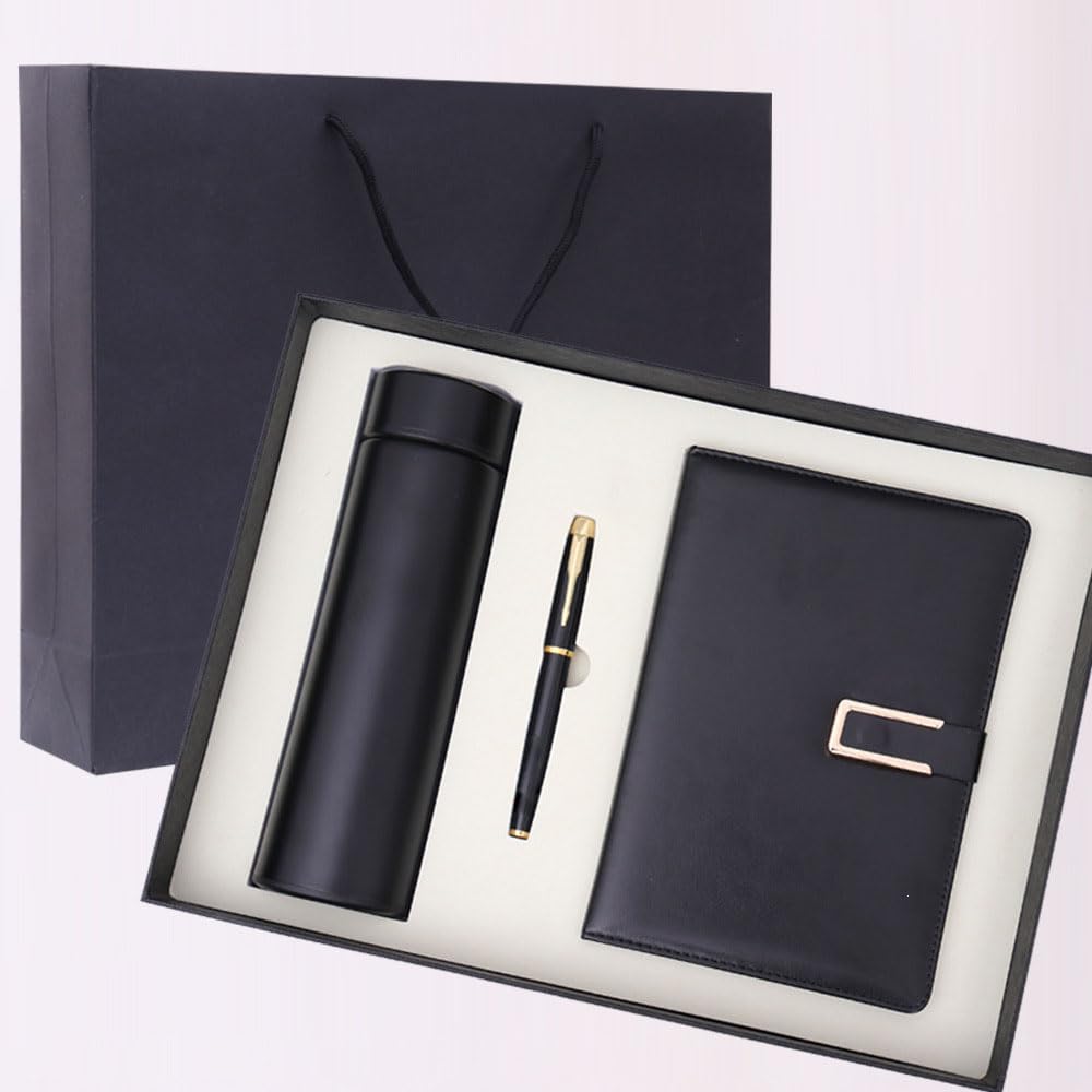 Zenzres Journal Gift Set,A5 Diary Notebook with Double-Sided Lined Paper, 1 Black Ink Pen and Bottle,Luxurious Gift Box Design, Office Supplies for Men and Women