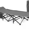 HEXAR® Heavy Duty Camping Bed Double Layer Oxford Strong Sleeping Cots with Carry Bag for Adults & Kids Portable Travel Folding Camping Cots for Home Office Outdoor Beach Vacation (Grey)