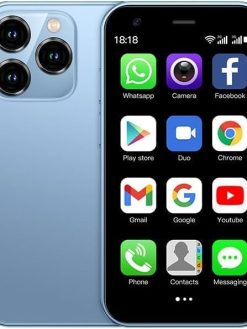 AMAV SOYES XS15 3G mini smartphone, 3-inch touchscreen, dual SIM 2GB RAM 16GB ROM, 1000mAh, 0.3 MP + 2 MP camera, Android 8.1 ultra slim phone (Blue)