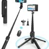 Eocean 55"/140cm Tripod for iPhone, Compact Selfie Stick Tripod for Mobile, Extendable Phone Tripod Stand for Video Recording, Travel iPhone Tripod Stand with Remote
