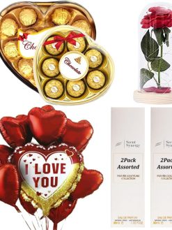 Valentine's Day Gift Box, Romantic Gift, Chocolate, Balloon & Perfume Duo, Cute Birthday, Christmas, Wedding Gift for Girlfriend, Wife, Fiancee