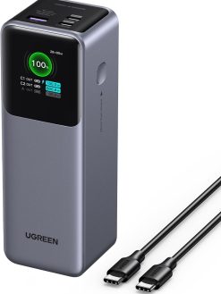 UGREEN Nexode Power Bank 25000mAh 200W PD 3.1 Laptop Portable Charger 3 Ports Fast Charging Smart Digital Display Battery Pack for Dell, HP, ASUS, iPad Pro, iPhone 16 Series, Galaxy S24, AirPods, etc