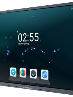 POWEROLOGY 4K UHD Windows & Android Interactive Smartboard With Stand Digital Writing & Drawing(2 Writing Pen Included)Wireless Screen Casting 48MP Camera 35W Speaker Wheel Base Core i5 Android 13 65"