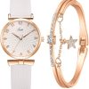 Women Watches and Bracelet Set Elegant Ladies Dress Watch Set Stylish Wrist Watches Wristwatches Jewelry Gifts Set