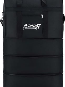 M X M Travel Moving Trolley Luggage Foldable Bag with Wheels XX-Large 30kg/120L â€“ Waterproof Zipper Extendable Duffel Organizer Bag (Black-A)