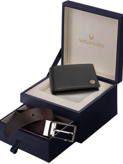 WildHorn mens Leather Wallet Belt Combo Men's Wallet