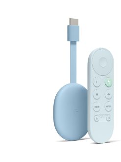 Google Chromecast with TV (4K)- Streaming Stick Entertainment on Your TV with Voice Search - Watch Movies, Shows, and Live TV in 4K HDR - Sky Blue with Accessories