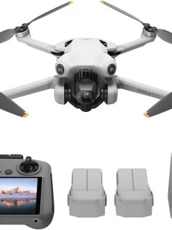DJI Mini 4 Pro Fly More Combo Plus (DJI RC 2), Folding Mini-Drone 4K HDR Camera, 2 Extra Intelligent Batteries Plus for 45-Min Flight Time, MOIAT Certified - UAE Version