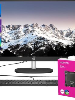 HP Business 27" 13th i7 All in One Desktop Computer, FHD Display, 16GB RAM, 1TB SSD, IR Camera, RJ-45, Wi-Fi 6, Wired KB & Mouse, Windows 11 Pro, Black, with Adata 512 External SSD Bundle
