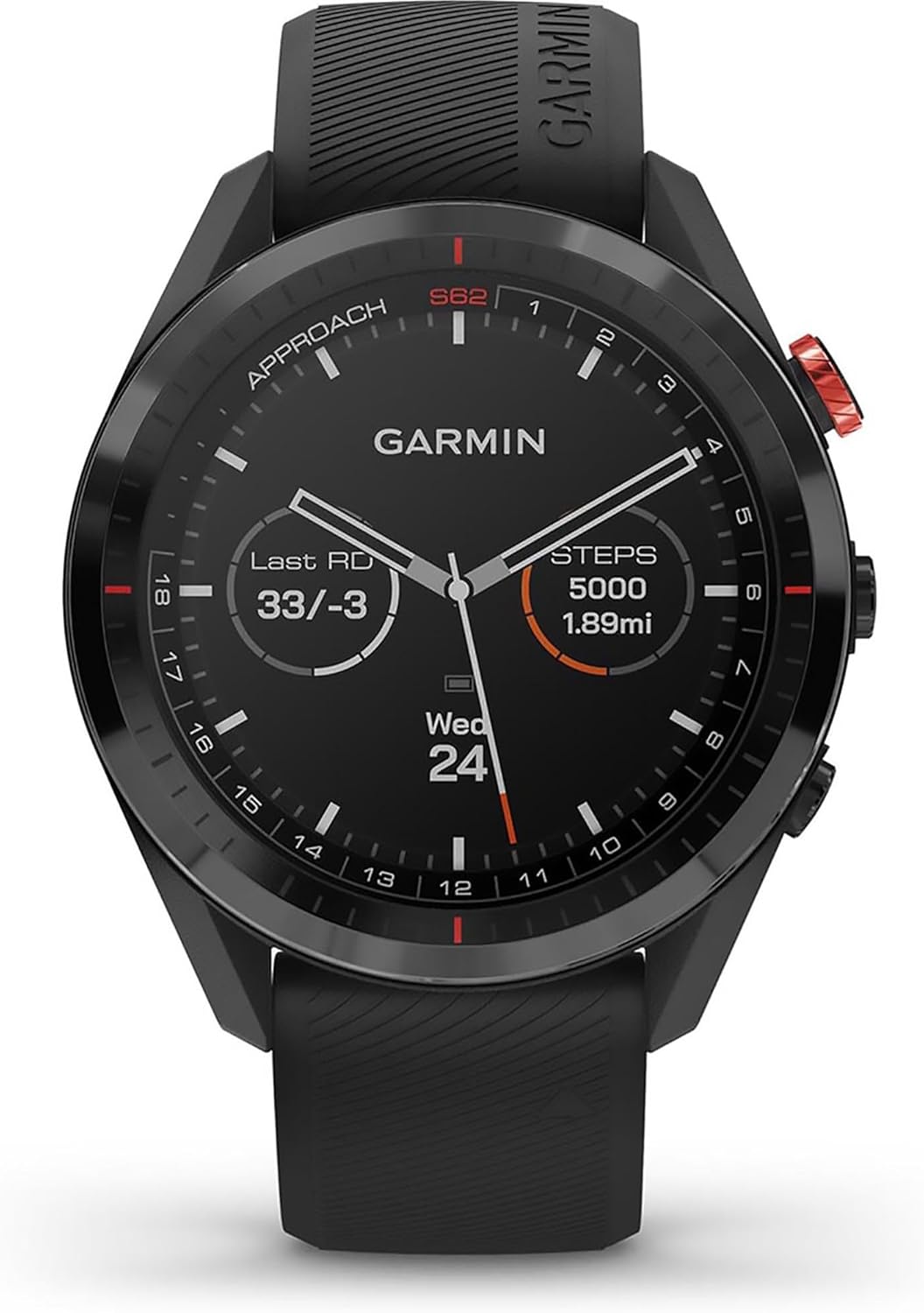 Garmin Premium GPS Golf Watch Approach® S62 | Smartwatch with 20 Hours of Battery Life in GPS Mode | Colour Touchscreen Display with Preloaded Courses