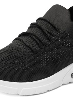 FLANEUR Women's Casual Sneakers with Adjustable Elastic Laces - Comfortable Non Slip Gym Low Shoes for Walking, Tennis - Lightweight Breathable Training & Sport Shoes