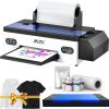 MZK DTF Transfer Printer Set with Roll Feeder,L1800 Printhead A3 DTF Printer Machine Bundle for Different Fabrics and Hoodies,T-Shirt, Handicrafts, Pillow(Printer+Oven+5 * 250ml DTF Ink+Roll Films)