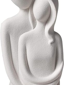 beiyoule Couples Statue - Hugging Couple Ceramic Sculpture, Modern Sculpture Decorative Figure, White Art Love Statue, for Wedding Anniversary Valentine's Lover's Gift (3.9x3.3x8.26inch)