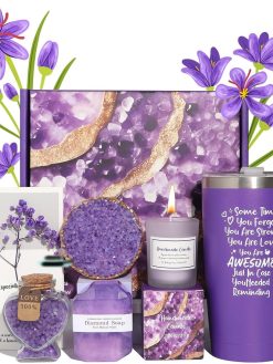 Homarket Scented Candles Set,Birthday Gifts for Women, Relaxing Spa Gift Basket Set, Thoughtful and Distinctive Presents for Women, Ideal for Holiday Gifting,Purple